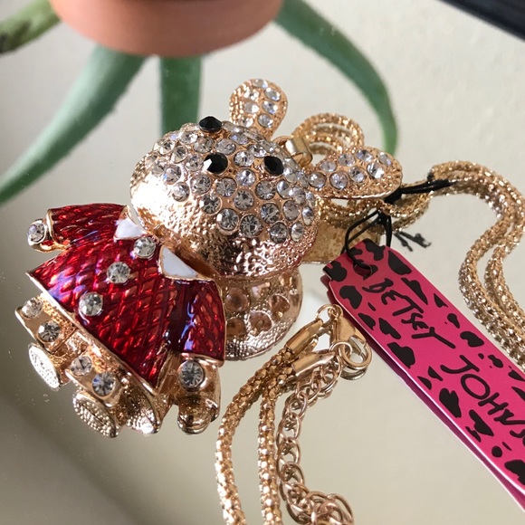 NWT Betsey Johnson Crystal Rabbit Necklace - Picture 2 of 4